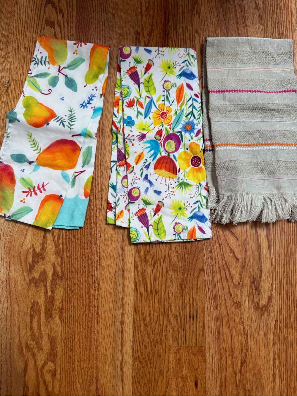 Colorful Floral and Fruit Printed Kitchen Towels - Multicolor